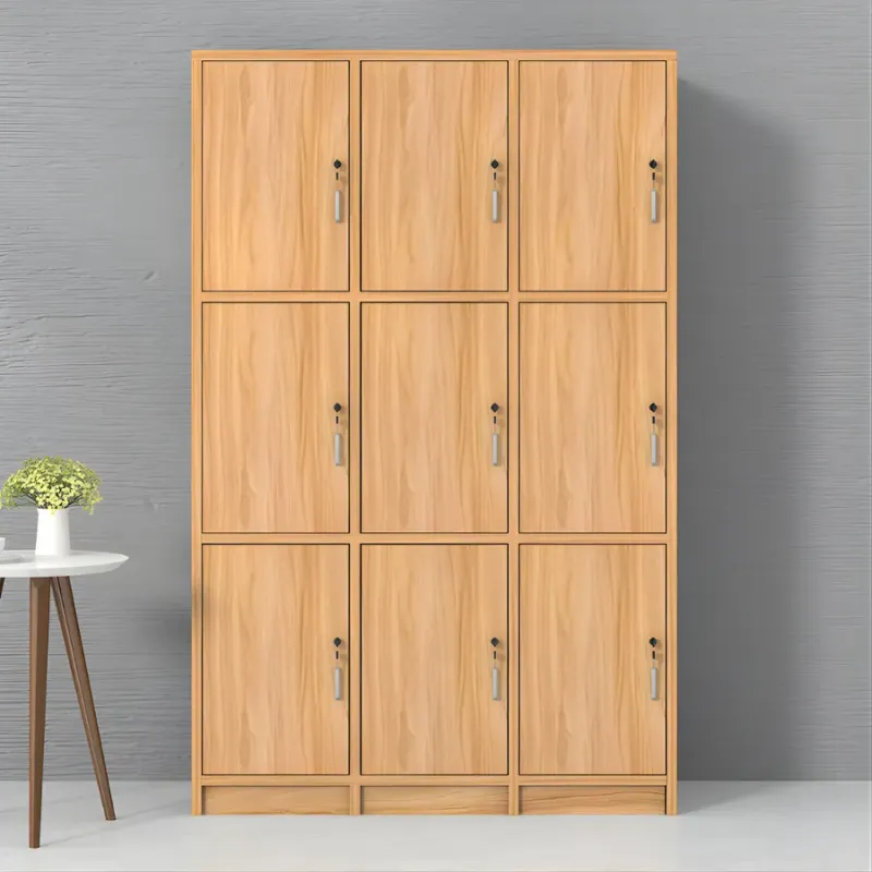 Tủ locker gỗ công nghiệp màu vân gỗ