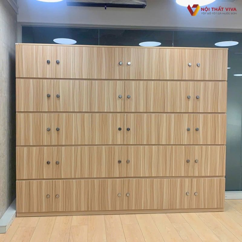Tủ locker gỗ có kệ trang trí