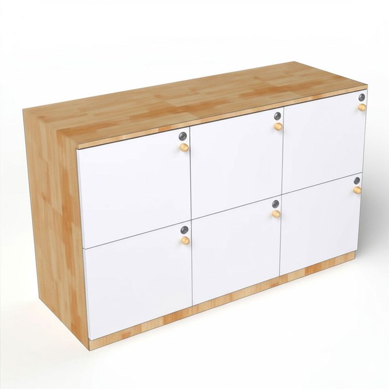 Tủ locker 6 ngăn khóa số gỗ cao su