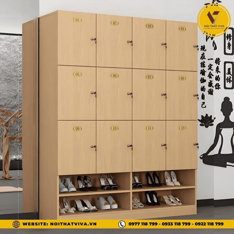 Tủ locker gỗ công nghiệp 4 ngăn