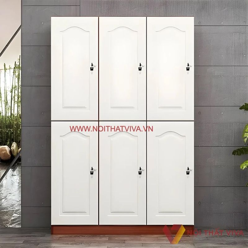 Hình ảnh tủ locker gỗ 6 ngăn nhỏ gọn