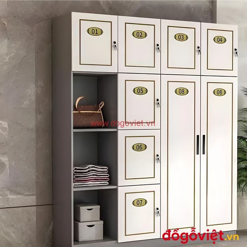 Tủ Locker Công Nghiệp Cao Cấp 4 Tủ locker gỗ công nghiệp cao cấp, kết cấu chắc chắn
