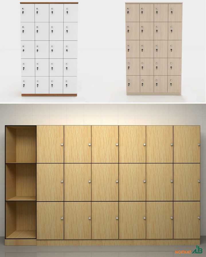 Thiết kế nội thất sử dụng tủ locker gỗ MDF