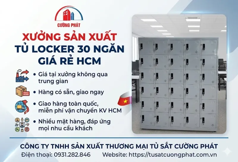 Xưởng sản xuất tủ locker 30 ngăn giá rẻ HCM